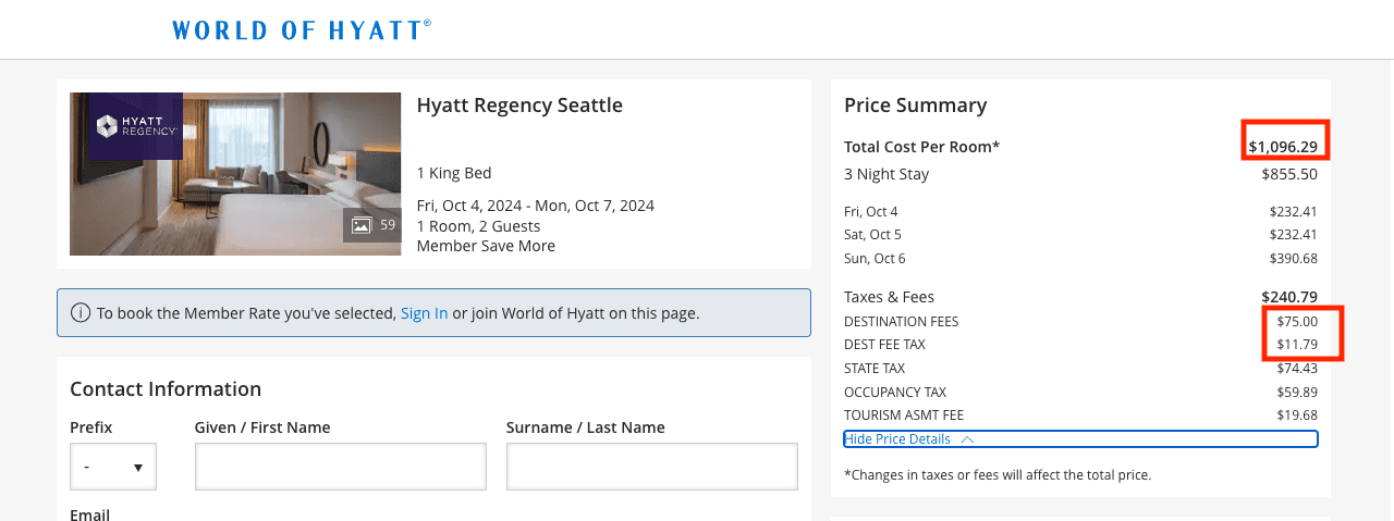 a screenshot of a hotel website