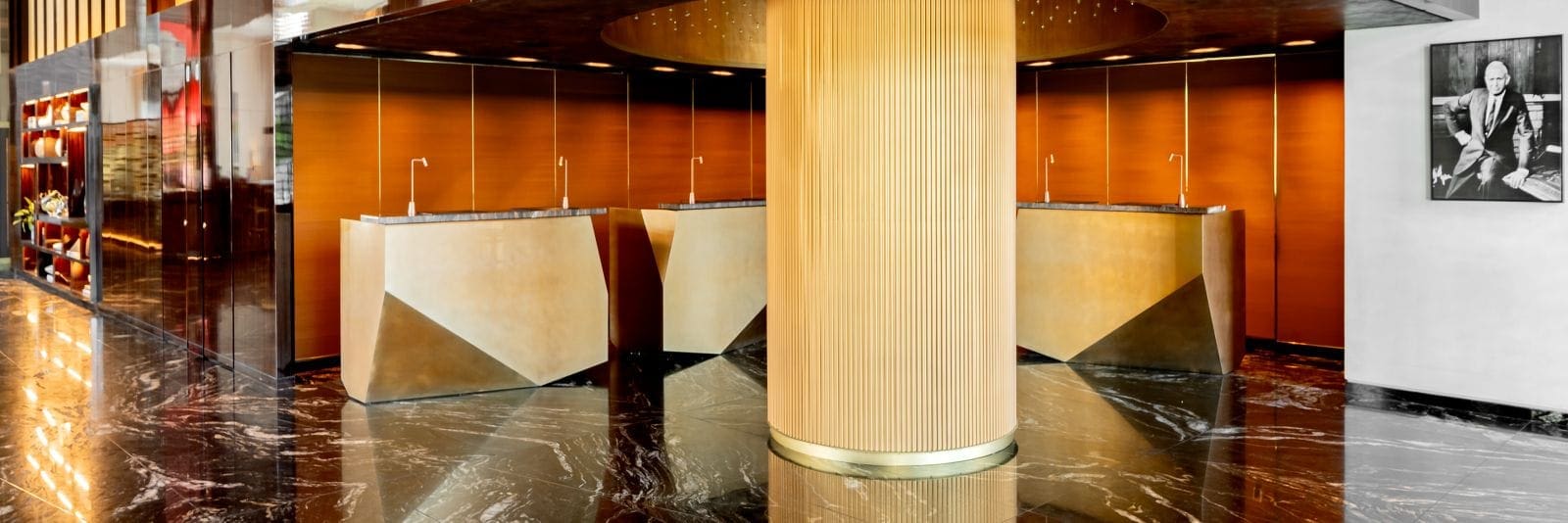 a large column in a room