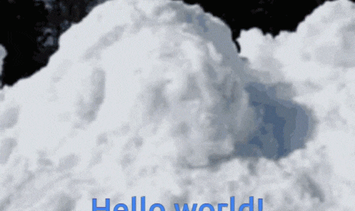 a pile of snow with text