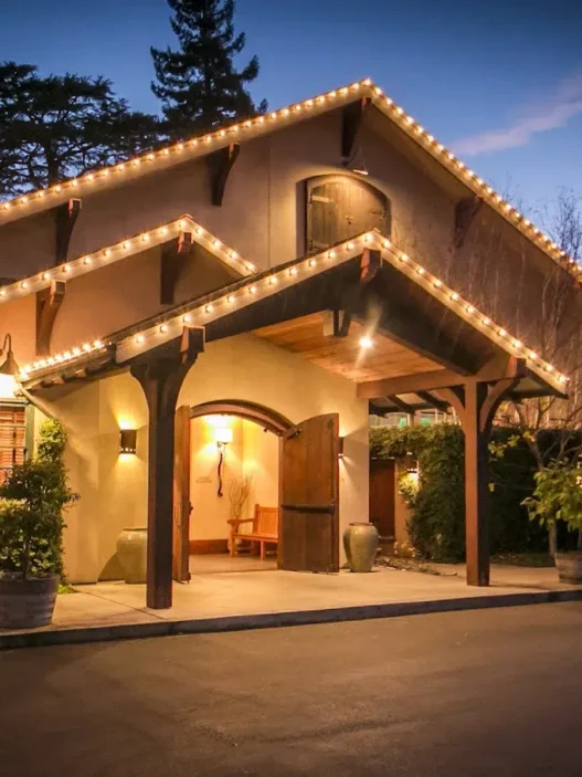 a house with christmas lights on the front