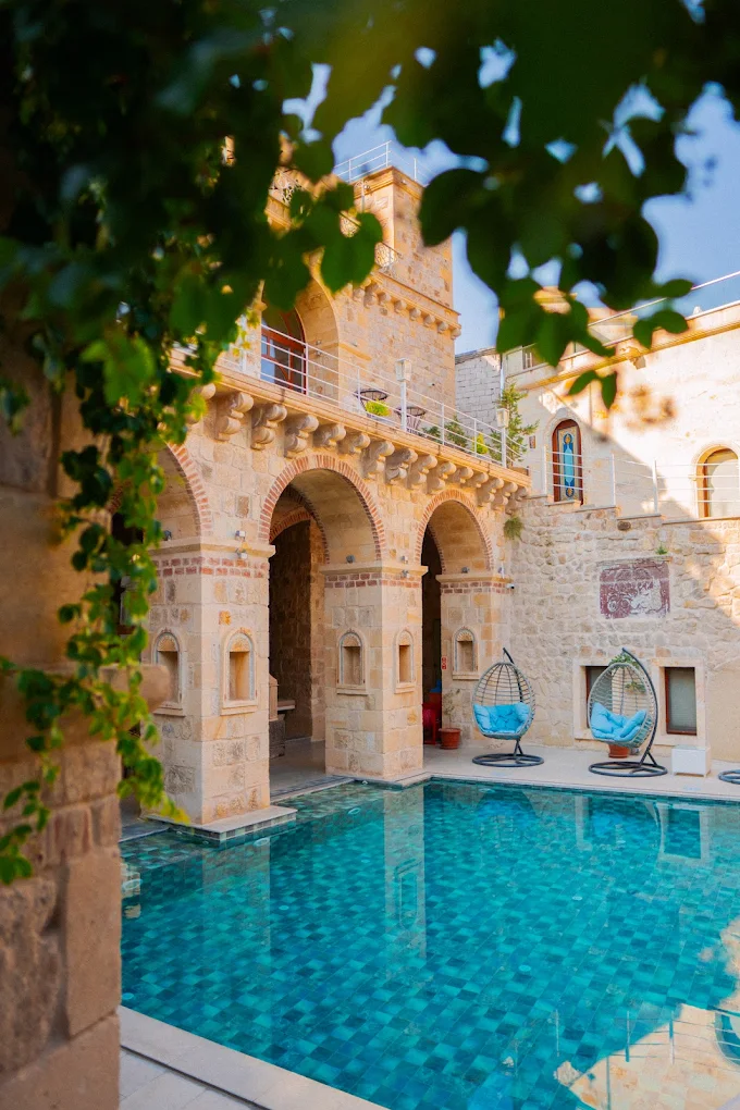 a pool in a building
