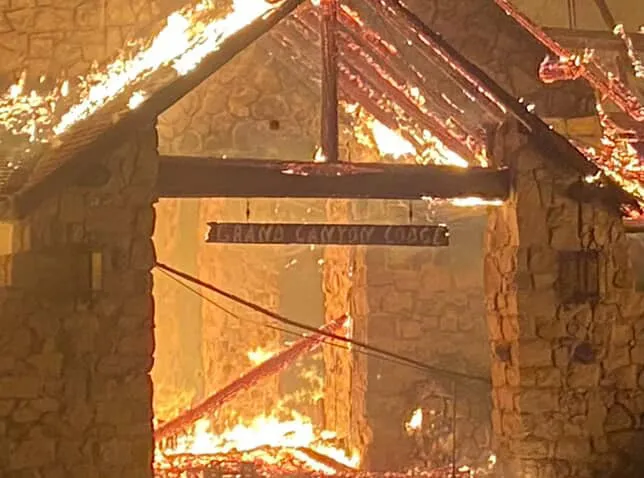a building with a fire