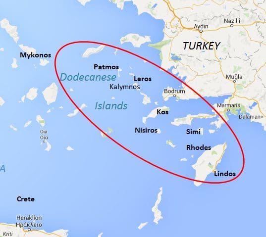 a map with a red circle