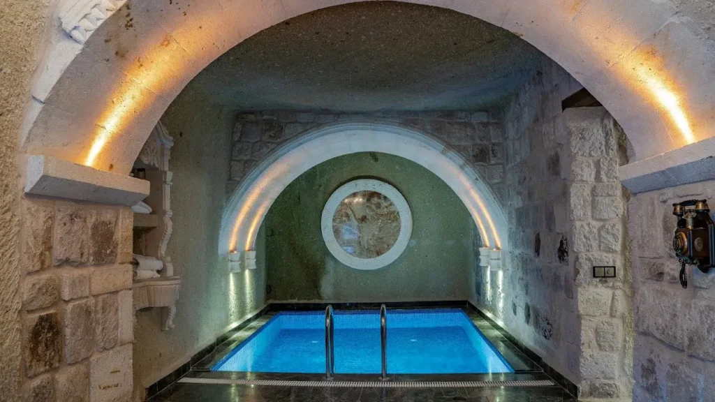 a pool inside a room