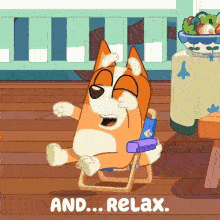 a cartoon of a dog sitting in a chair