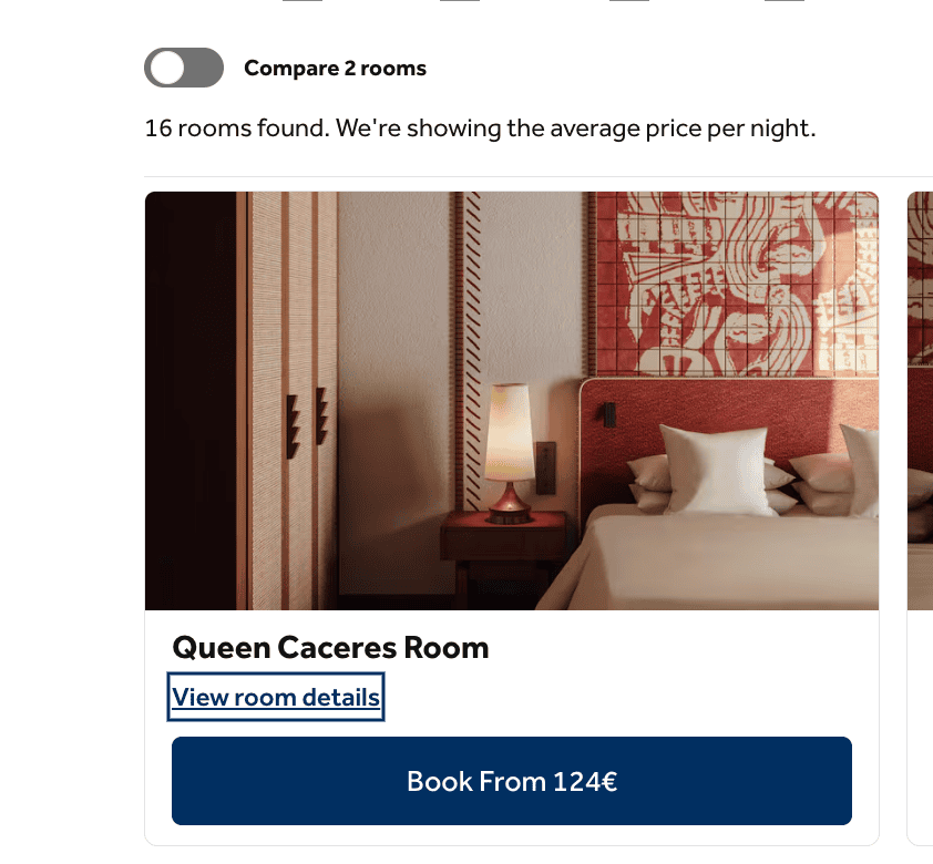 a screenshot of a hotel room