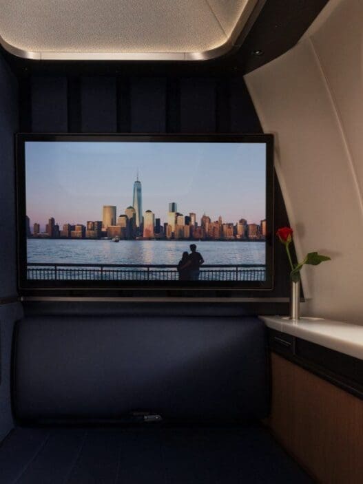 a tv on a seat in a plane